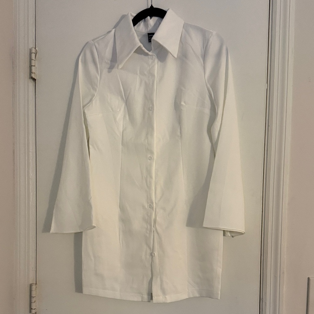 Classic White Button-Up Shirt Dress